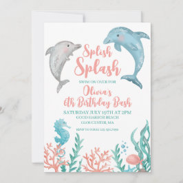 Dolphin onder de zee verjaardagsuitnodiging kaart