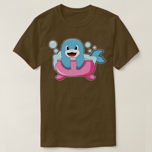 Dolphin op Bathtub T-shirt (Design voorkant)