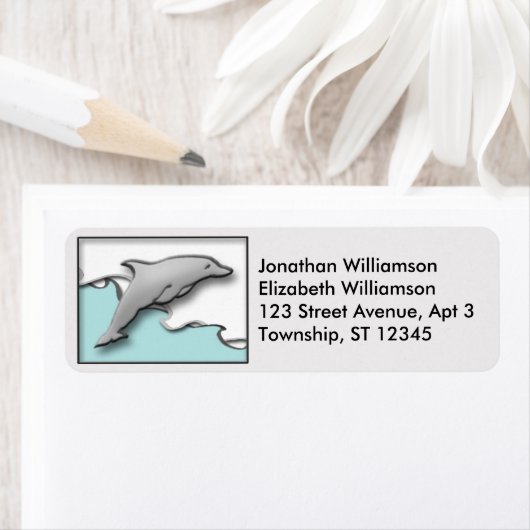 Dolphin op de etiketten van het Adres van de Terug (Insitu)