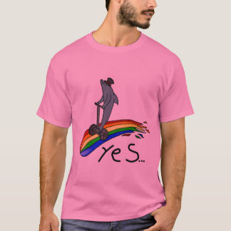 Dolphin op een Segway op een regenboogJA T-shirt