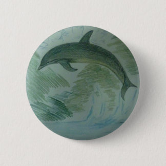 Dolphin op haar plaats ronde button 5,7 cm