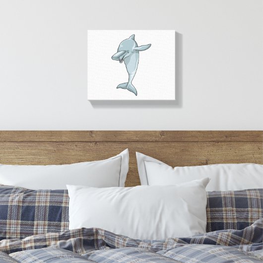 Dolphin op Hip Hop Dance Dab Canvas Afdruk (Insitu (Slaapkamer))