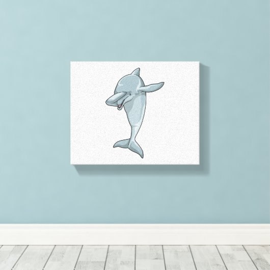 Dolphin op Hip Hop Dance Dab Canvas Afdruk (Insitu (Houten vloer))