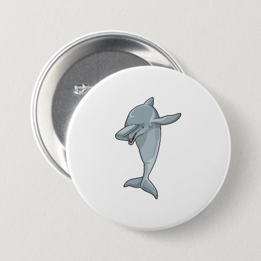 Dolphin op Hip Hop Dance Dab Ronde Button 7,6 Cm (Voorkant /achterkant)