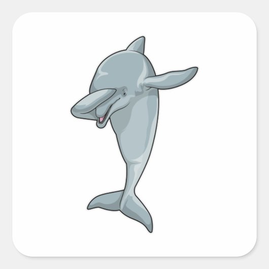 Dolphin op Hip Hop Dance Dab Vierkante Sticker (Voorkant)