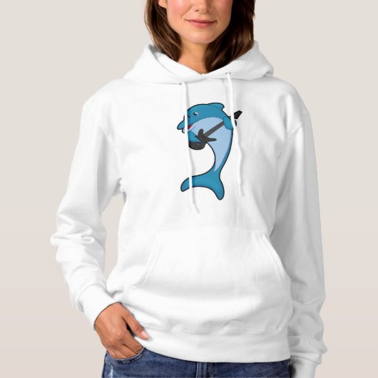 Dolphin op Music met Guitar Hoodie (Voorkant)