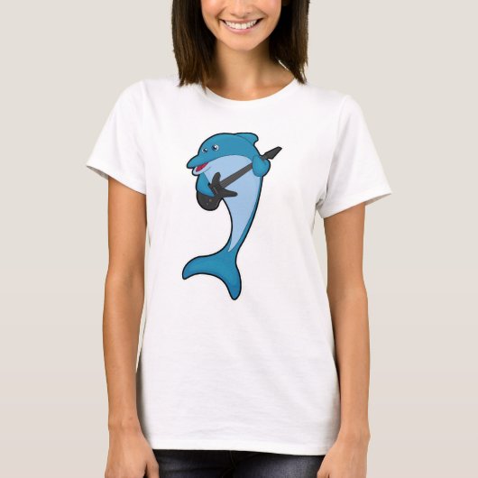 Dolphin op Music met Guitar T-shirt (Voorkant)