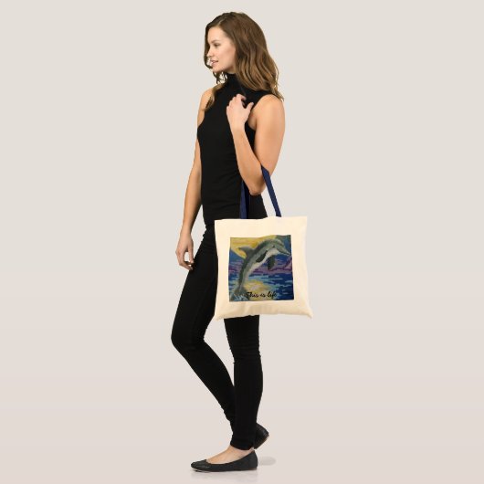 Dolphin op volle maan tote bag (Voorkant (model))