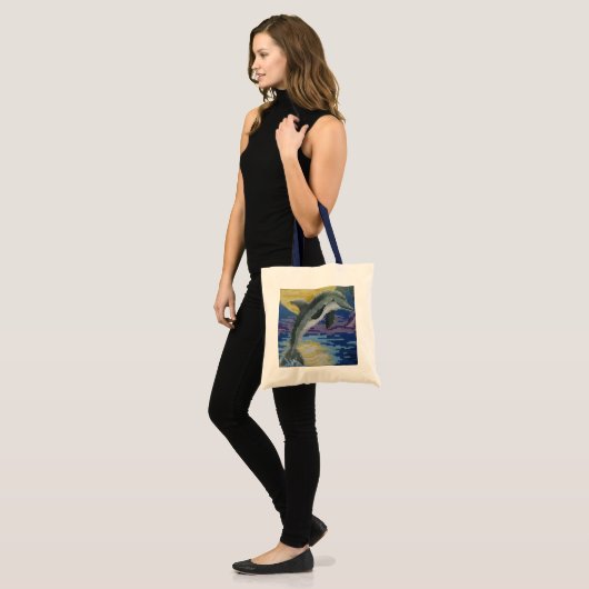 Dolphin op volle maan tote bag (Voorkant (model))