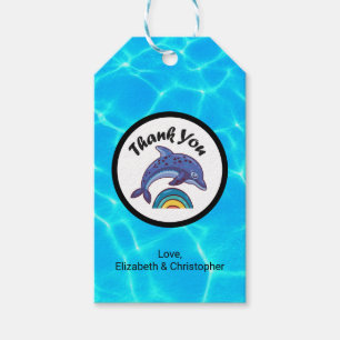 Dolphin over een regenboog Dank je wel Cadeaulabel