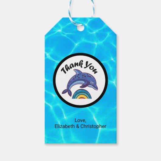 Dolphin over een regenboog Dank je wel Cadeaulabel (Voorkant)