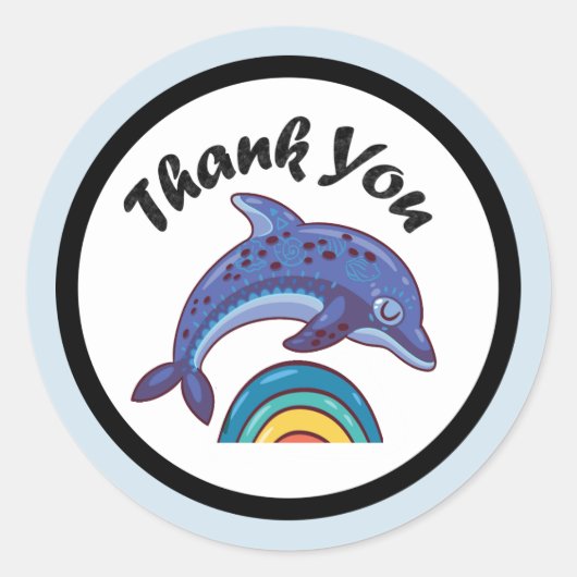 Dolphin over een regenboog Dank je wel Ronde Sticker (Voorkant)