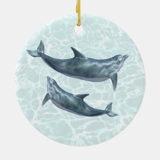 Dolphin Pair First Married Christmas Keramisch Ornament (Achterkant)