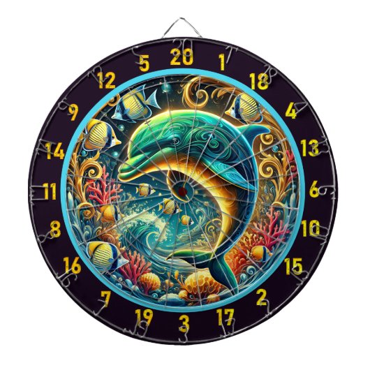 Dolphin Paradise Dartboard: Kustflair Dartbord (Voorkant)