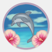 Dolphin Paradise Ronde Sticker (Voorkant)