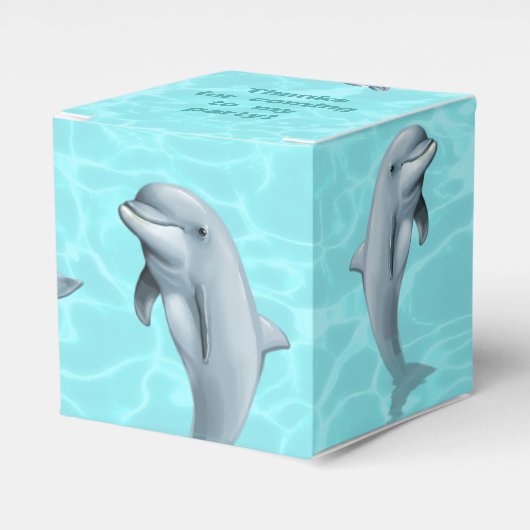 Dolphin Party Favor Box Zee Green met tekst Bedankdoosjes (Voorkant Zijde)