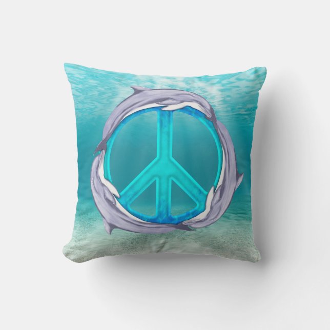 Dolphin Peace Kussen (Voorkant)