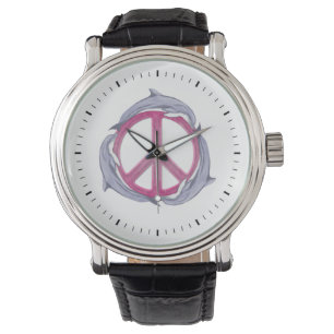 Dolphin Peace Pink Horloge