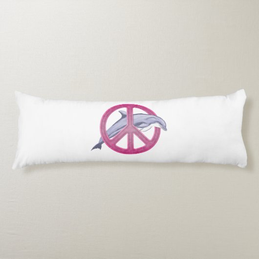Dolphin Peace Pink Lichaamskussen (Voorkant)