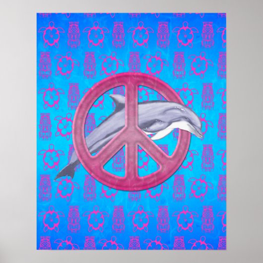 Dolphin Peace Pink Poster (Voorkant)