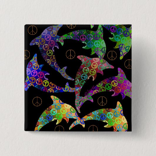Dolphin Peace Pod Button (Voorkant)