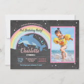 Dolphin Photo Pool Rainbow Party Birthday Float Kaart (Voorkant)