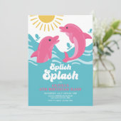 Dolphin Pink en Paarse verjaardag Kaart (Staand voorkant)