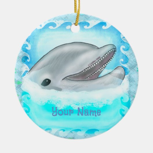 Dolphin Play, aangepaste naam ornament (Voorkant)
