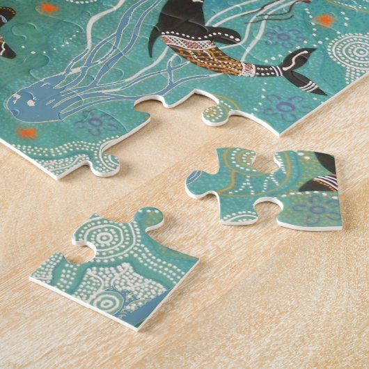 DOLPHIN PLAY ABORIGINAL ART PUZZLE LEGPUZZEL (Zijkant)