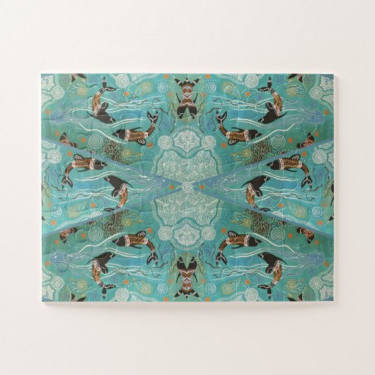 DOLPHIN PLAY ABORIGINAL ART PUZZLE LEGPUZZEL (Horizontaal)