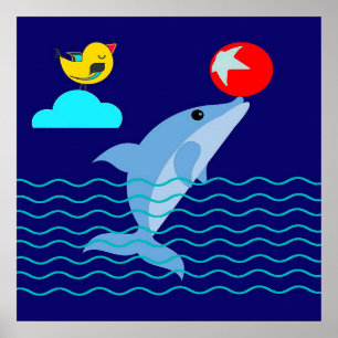 Dolphin Play Ball Game Gift  Dolphin voor Valentij Poster