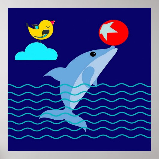 Dolphin Play Ball Game Gift| Dolphin voor Valentij Poster (Voorkant)