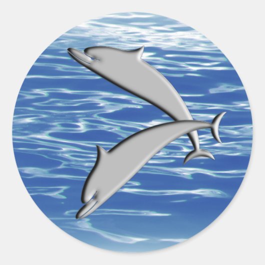Dolphin Play Ronde Sticker (Voorkant)
