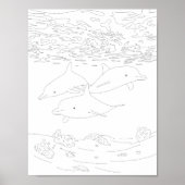 Dolphin Pod Adult Coloring Poster (Voorkant)