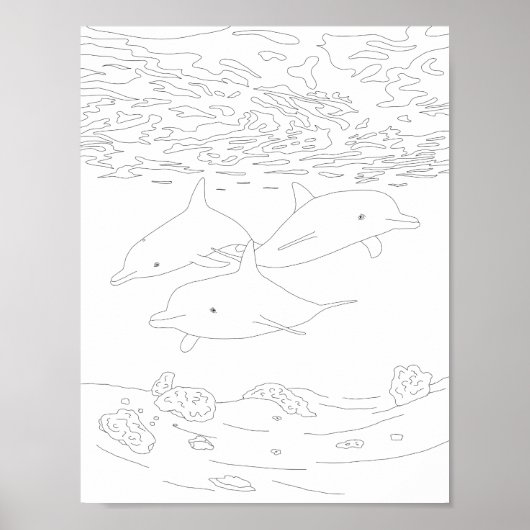 Dolphin Pod Adult Coloring Poster (Voorkant)