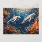 Dolphin Pod Coral Reef Briefkaart (Voorkant)