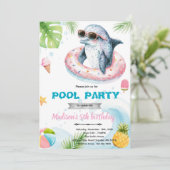 Dolphin Pool Party invite Kaart (Staand voorkant)