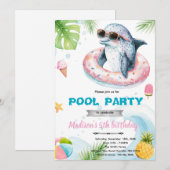 Dolphin Pool Party invite Kaart (Voorkant / Achterkant)