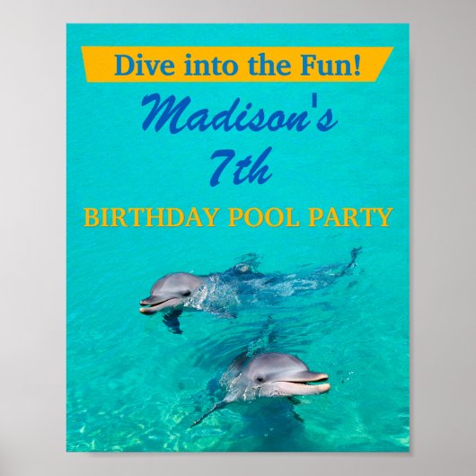Dolphin Pool Party Welcome Sign - Birthday Decor Poster (Voorkant)