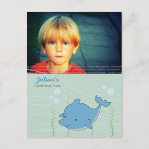 Dolphin Pool Verjaardagsfeest Uitnodigen Briefkaar Uitnodiging Briefkaart
