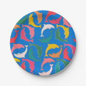 Dolphin Print Blue Papieren Bordje (Voorkant)