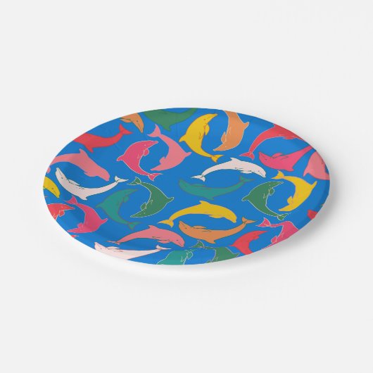 Dolphin Print Blue Papieren Bordje (Gekanteld)