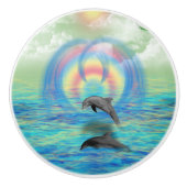 Dolphin Rising Keramische Knop (Voorkant)
