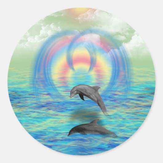 Dolphin Rising Ronde Sticker (Voorkant)