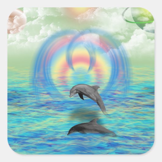 Dolphin Rising Vierkante Sticker (Voorkant)