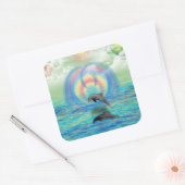 Dolphin Rising Vierkante Sticker (Envelop)