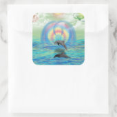 Dolphin Rising Vierkante Sticker (Tas)