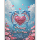 Dolphin Rose Valentine Romantic Ocean Love Sticker (Voorkant)