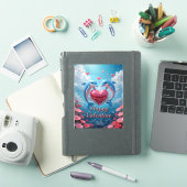 Dolphin Rose Valentine Romantic Ocean Love Sticker (iPad Cover)