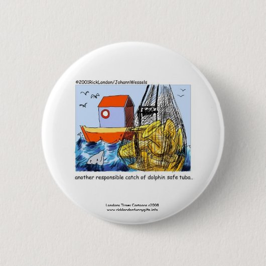 Dolphin Safe Tuba Funny Novelty Button (Voorkant)